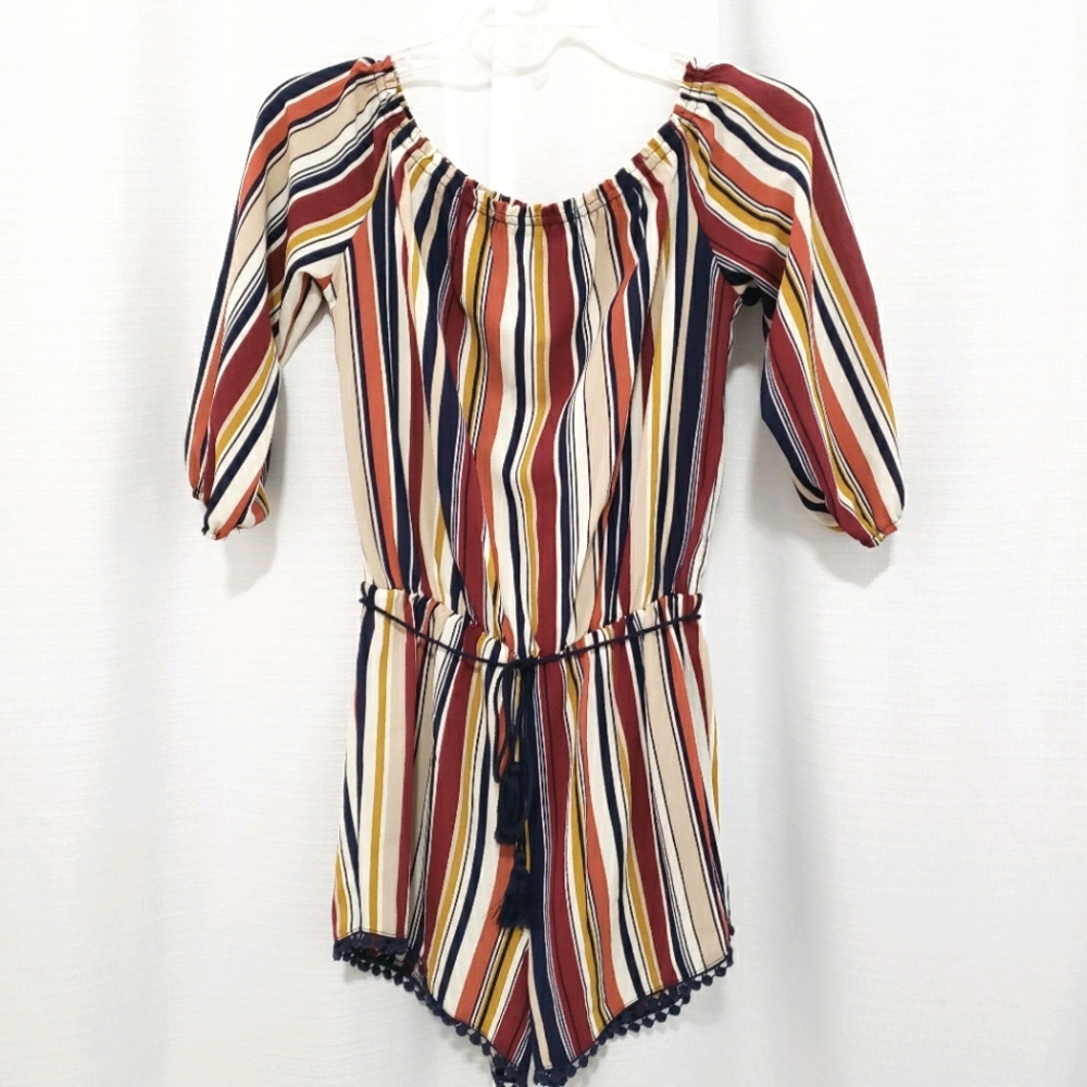 5/$15 XSmall Midnight Doll Striped Multi Color Romper